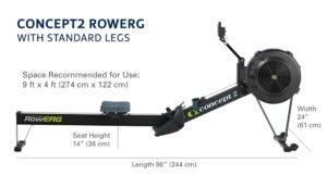 Concept2 RowErg Modell D mit Standardbeinen, Luftwiderstand, Rudergerät, Schwarz – Bild 21