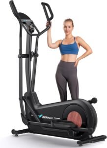 MERACH Crosstrainer mit 47 cm Schrittlänge, Magnetwiderstand, 16 Stufen, App, bis 180 kg