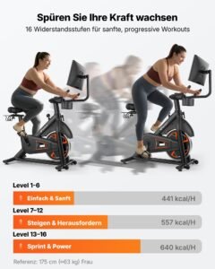 MERACH Heimtrainer mit 21,5" drehbarem FHD-Bildschirm, automatischem Widerstand, App, bis 150 kg – Bild 13