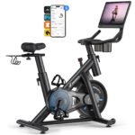 MERACH Heimtrainer mit 15,6" drehbarem FHD-Bildschirm, Magnetwiderstand, App, bis 136 kg
