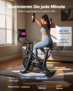 MERACH Heimtrainer mit 15,6" drehbarem FHD-Bildschirm, Magnetwiderstand, App, bis 136 kg – Bild 6