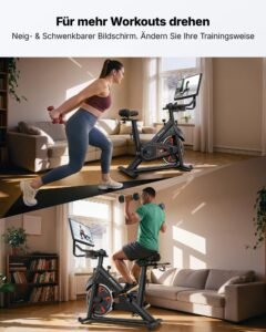 MERACH Heimtrainer mit 21,5" drehbarem FHD-Bildschirm, automatischem Widerstand, App, bis 150 kg – Bild 15