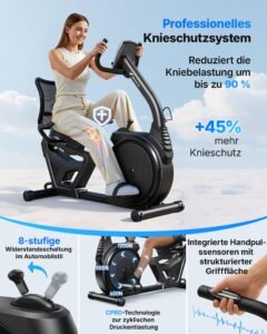 MERACH Liegeergometer mit 8 Widerstandsstufen, Bluetooth, App, LCD-Display & Herzfrequenzsensoren – Bild 3